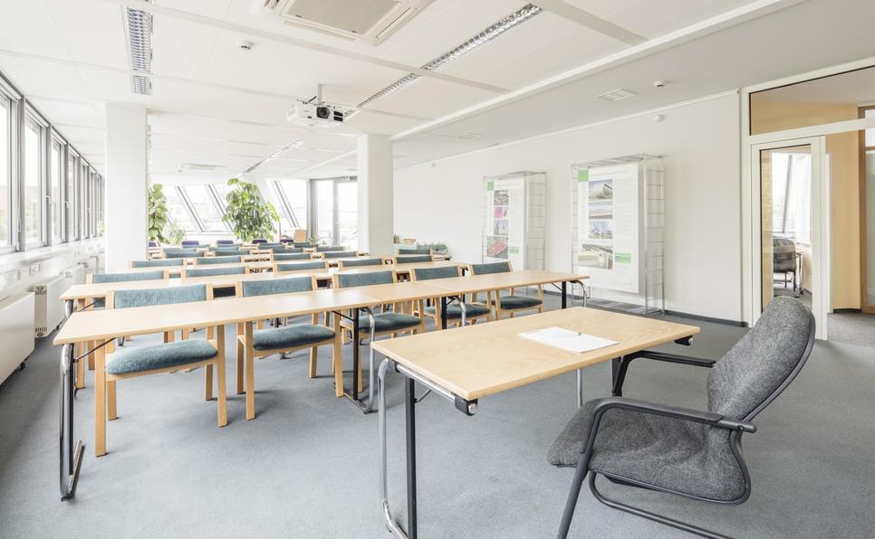 Light and airy classroom set up for MFA in Creative Writing