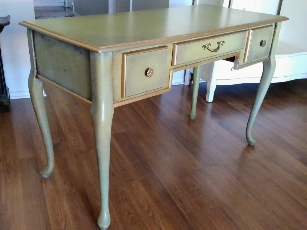 Aged Sage Green and Gold Trim Desk