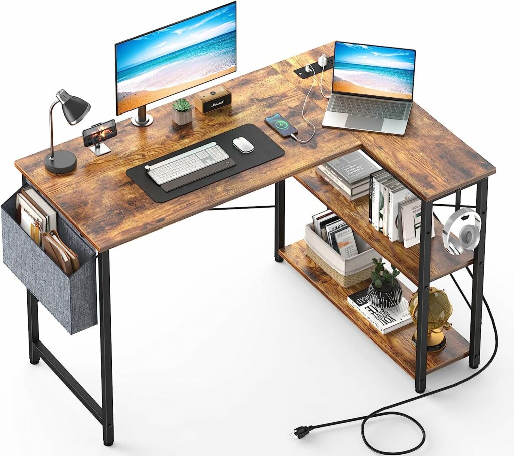 Mr IRONSTONE L-Shaped Desk with Outlets