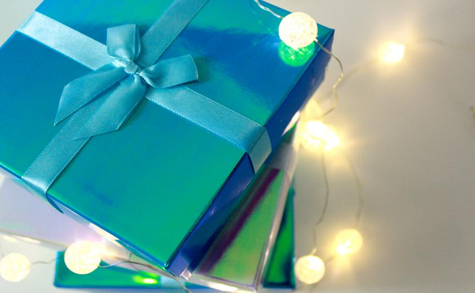 Blue gift boxes with lights - gifts for aspiring authors
