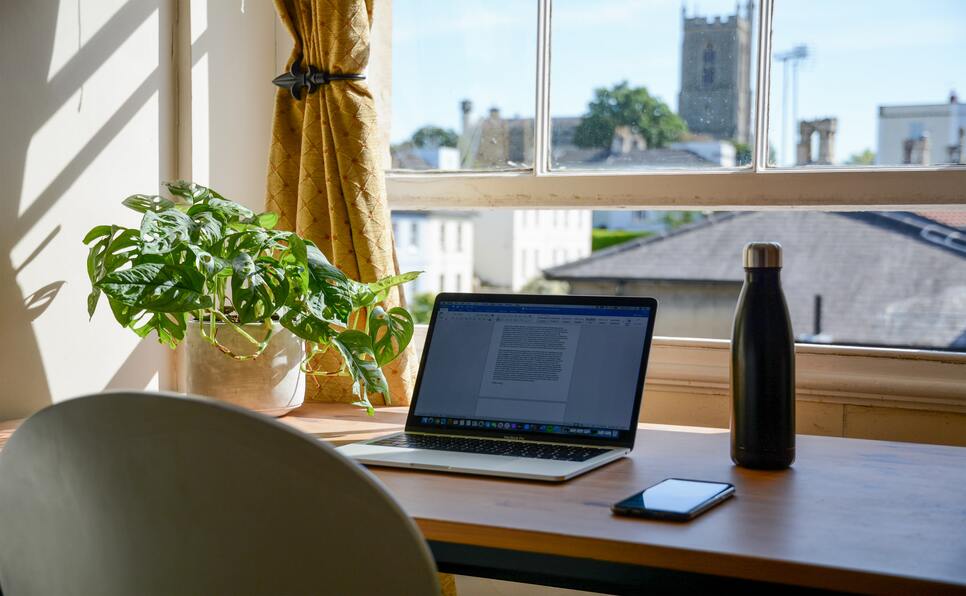 A home office overlooking a university to show the best low residency mfa programs